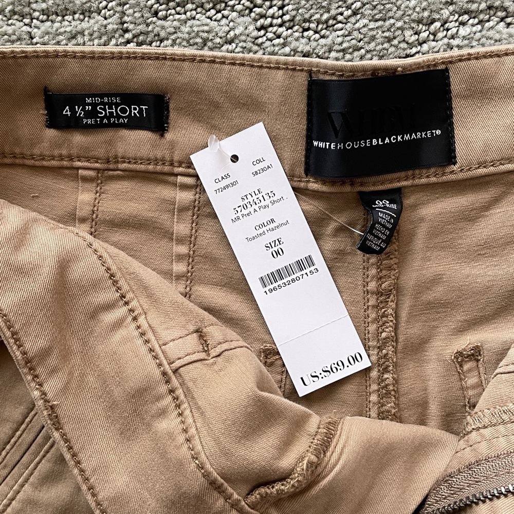 🤎 White House Black Market Pret a Play Shorts / size 00 / toasted hazelnut / nwt - Picture 3 of 5